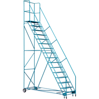 CSA-Certified Rolling Step Ladder with Locking Step, 16 Steps, 30" Step Width, 144" Platform Height, Steel Groupe Generik
