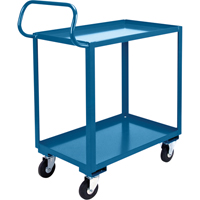 Chariot ergonomique &agrave; tablettes, 800 lb Capacit&eacute;, Acier, 20" la x 37" ha x 32" p, Bordure vers le haut Groupe Generik
