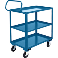 Chariot ergonomique &agrave; tablettes, 800 lb Capacit&eacute;, Acier, 20" la x 37" ha x 32" p, Bordure vers le haut Groupe Generik