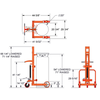 Hydraulic Large Liquid Gas Cylinder Cart HLCC, Polyurethane Wheels, 20" W x 20" D Base, 1000 lbs. Groupe Generik