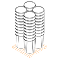 Baril emboîtable en poly&eacute;thyl&egrave;ne, 55 gal. US (45 gal. imp.), Dessus ouvert, Jaune Groupe Generik