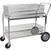Chariot de bureau en treillis m&eacute;tallique pour le courrier, 250 lb Capacit&eacute;, Chrome, 23" p x 42" la x 38" h, Chrom&eacute; Groupe Generik