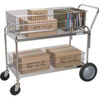 Chariot de bureau en treillis m&eacute;tallique pour le courrier, 250 lb Capacit&eacute;, Chrome, 23" p x 42" la x 38" h, Chrom&eacute; Groupe Generik