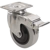 2309 Caster with Double Locking Brake, Swivel with Brake, 5" (127 mm), Envirothane Grey, 350 lbs. (158.8 kg.) Groupe Generik