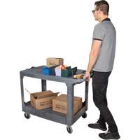Flat-Shelf Utility Service Cart, 2 Tiers, 25-1/4" x 32-1/4" x 44", 550 lbs. Capacity Groupe Generik
