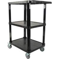 Utility Cart with Flat Shelf, 3 Tiers, 18-1/8" x 37-3/8" x 27-3/4", 330 lbs. Capacity Groupe Generik