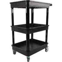 Utility Cart with Deep Lip Shelf, 3 Tiers, 19" x 39-1/2" x 28-1/4", 330 lbs. Capacity Groupe Generik