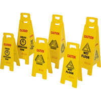 Wet Floor Safety Signs, Quadrilingual with Pictogram Groupe Generik