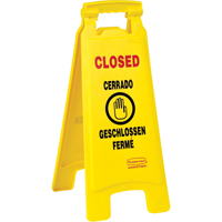 Closed Safety Signs, Quadrilingual with Pictogram Groupe Generik