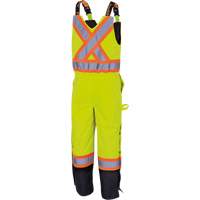 5041BB Pantalon &agrave; bretelles matelass&eacute; imperm&eacute;able, Polyester, Grand, Jaune lime haute visibilit&eacute; Groupe Generik