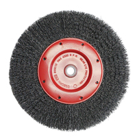 Economy Crimped Wire Wheel Brushes - Narrow Face, 6" Dia., 0.014 Fill, 2" Arbor Groupe Generik