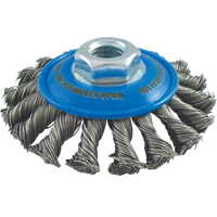 Knotted Wire Wheel Saucer Brushes, 4" Dia., 0.02" Fill, 5/8"-11 Arbor, Stainless Steel Groupe Generik