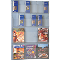 Literature Displays, Wall Mount, 6 Slots, Plastic, 30" W x 45" D x 45" H Groupe Generik