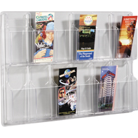 Literature Displays, Wall Mount, 12 Slots, Plastic, 30" W x 2" D x 20-3/8" H Groupe Generik