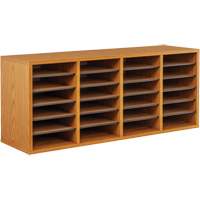 Casier &agrave; compartiments r&eacute;glable pour documentation, Stationnaire, 24 fentes, Bois, 39-1/4" la x 11-3/4" p x 16-1/4" h Groupe Generik
