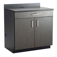 Modular Base Cabinet, Melamine, 39" H x 36" W x 25" D, Asian Night/Black Groupe Generik