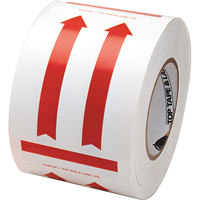 &eacute;tiquettes pour traitement sp&eacute;cial a/pictogramme Ce c&ocirc;t&eacute; vers le haut, 6" lo x 4" la, Rouge/blanc Groupe Generik