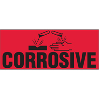 "Corrosive" Special Handling Labels, 5" L x 2" W, Black on Red Groupe Generik