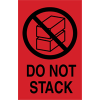"Do Not Stack" International Shipping Labels, 6" L x 4" W, Black on Red Groupe Generik