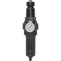 Manual Drain Filter/Regulator with Metal Bowl & Gauge Modulair 400, 1/2" NPT, 200 psi, 9.1 fl. oz. Capacity Groupe Generik
