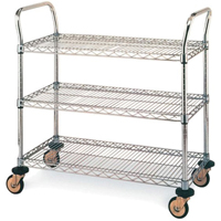 Standard-Duty Utility Carts, Stainless Steel, 18" x 39" x 30", 500 lbs. Capacity Groupe Generik