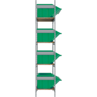 Wide Span Shelving with Jumbo Plastic Bins, Steel, Boltless, 800 lbs. Capacity, 66" W x 72" H x 18" D Groupe Generik