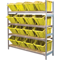 Wide Span Shelving with Jumbo Plastic Bins, Steel, Boltless, 800 lbs. Capacity, 66" W x 72" H x 18" D Groupe Generik