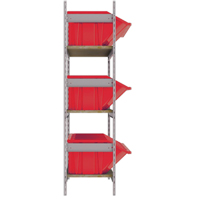 Wide Span Shelving with Jumbo Plastic Bins, Steel, Boltless, Starter, 66" W x 60" H x 18" D Groupe Generik