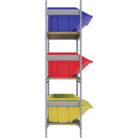 Wide Span Shelving with Jumbo Plastic Bins, Steel, Boltless, 800 lbs. Capacity, 66" W x 60" H x 18" D Groupe Generik