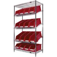 &eacute;tag&egrave;re en treillis m&eacute;tallique &agrave; tablettes inclin&eacute;es avec bacs, Tiers 5, 36" la x 63" h x 18" p Groupe Generik