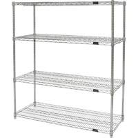 Heavy-Duty Chromate Wire Shelving, 4 Tiers, 48" W x 54" H x 24" D Groupe Generik