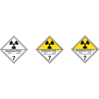 &eacute;tiquettes d'exp&eacute;dition TMD, Classe 7, Radioactif I, Papier Groupe Generik