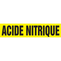Marqueur de tuyau "Acid Nitrique", Autocollant, 4" h x 24" la, Noir sur jaune Groupe Generik