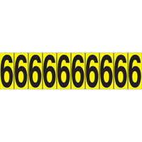 Individual Adhesive Number Markers, 6, 1-15/16" H, Black on Yellow Groupe Generik