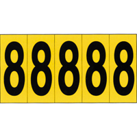 Individual Adhesive Number Markers, 8, 3-7/8" H, Black on Yellow Groupe Generik