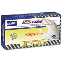 Gants jetables Sensi-Task, Grand, Latex, 5 mils, Sans poudre, Blanc Groupe Generik