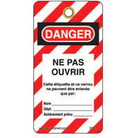 &eacute;tiquettes de verrouillage, Plastique, 3" la x 5-3/4" h, Français Groupe Generik