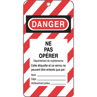 &eacute;tiquettes de verrouillage, Plastique, 3" la x 5-3/4" h, Français Groupe Generik