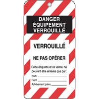 &eacute;tiquettes de verrouillage, Plastique, 3" la x 5-3/4" h, Français Groupe Generik