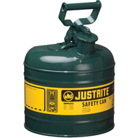 Safety Cans, Type I, Steel, 2 US gal., Green, FM Approved/UL/ULC Listed Groupe Generik