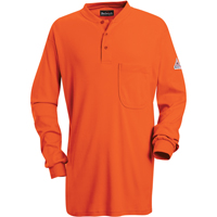 Flame-Resistant Long Sleeve Tagless Henley Shirts, Small, Orange Groupe Generik