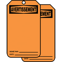 Safety Tags, Cardstock, 3-1/8" W x 5-7/8" H, French Groupe Generik