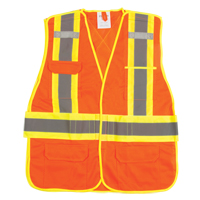 Veste d'arpenteur haute visibilit&eacute;, conforme &agrave; la CSA, Orange haute visibilit&eacute;, Moyen, Polyester Groupe Generik