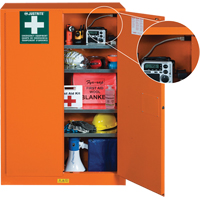 Armoires de rangement pour pr&eacute;paration aux situations d'urgence, Acier, 4 Tablettes, 65" h x 43" la x 18" P, Orange Groupe Generik