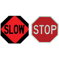 Panneau de signalisation &agrave; deux c&ocirc;t&eacute;s  Stop/Slow , Plastique, Boulonn&eacute; Groupe Generik