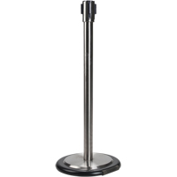 Free-Standing Crowd Control Barrier Receiver Post With Wheels, 35" High, Stainless Groupe Generik