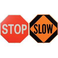 Panneau de signalisation &agrave; deux c&ocirc;t&eacute;s  Stop/Slow , Plastique, Boulonn&eacute; Groupe Generik