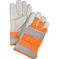 Gants d'ajusteur haute visibilit&eacute; de premi&egrave;re qualit&eacute;, Grand, Paume en Cuir fleur de vache, Doublure en Coton Groupe Generik