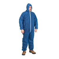 Hooded Coveralls, Medium, Blue, Polypropylene Groupe Generik