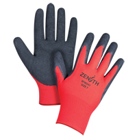 Black & Red Crinkle Grip Coated Gloves, 7/Small, Rubber Latex Coating, 13 Gauge, Polyester Shell Groupe Generik